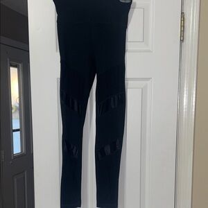 Fabletics Black High-Waist Leggings with Mesh Panels